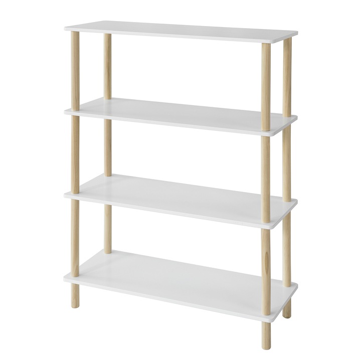 Raft 4 polite, SoBuy, STR03-WN MDF/Fenyo, 80 x 30 x 106 cm, Fehér/Krém