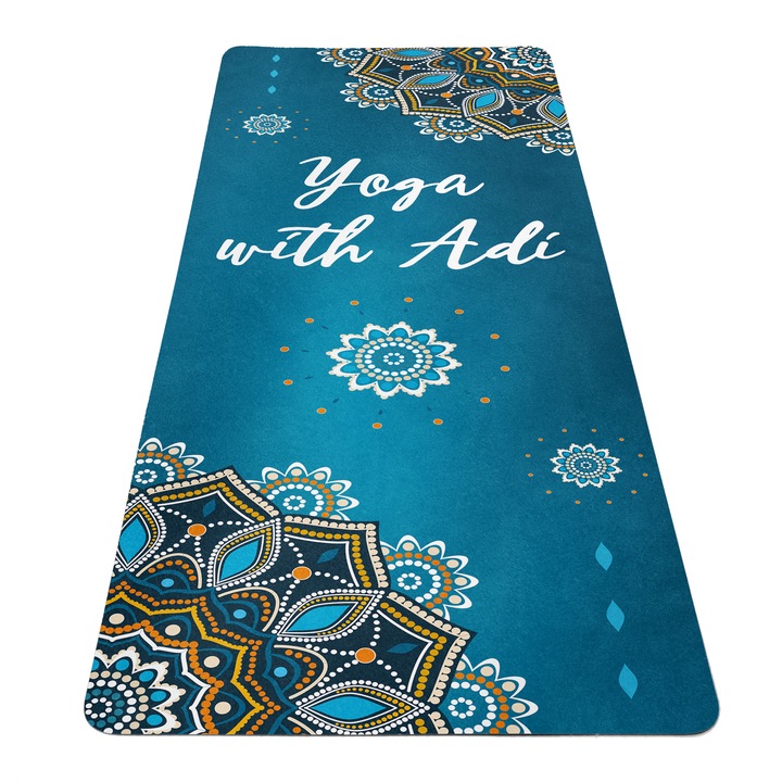 Saltea pentru exercitii de fitness, Pilates si Yoga, Blue Mandala, cauciuc natural 68х183 cm, YM12