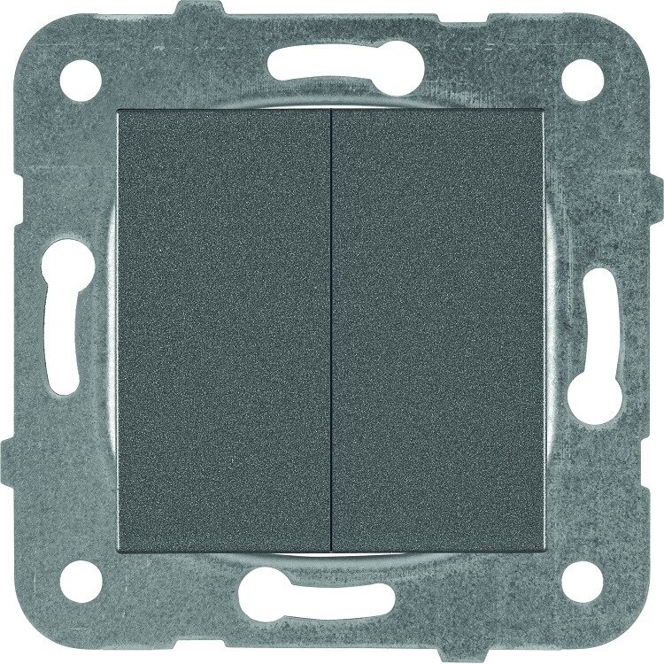 Intrerupator dublu, 10A, IP20, Grafit, Panasonic Arkedia Slim/Karre Plus