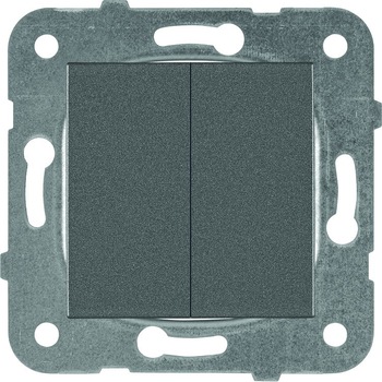 Intrerupator dublu, 10A, IP20, Grafit, Panasonic Arkedia Slim/Karre Plus Intrerupator dublu, 10A, IP20, Grafit, Panasonic Arkedia Slim/Karre Plus