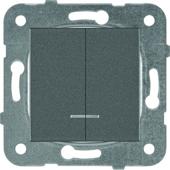 Intrerupator dublu cu led, 10A, IP20, Grafit, Panasonic Arkedia Slim/Karre Plus Intrerupator dublu cu led, 10A, IP20, Grafit, Panasonic Arkedia Slim/Karre Plus