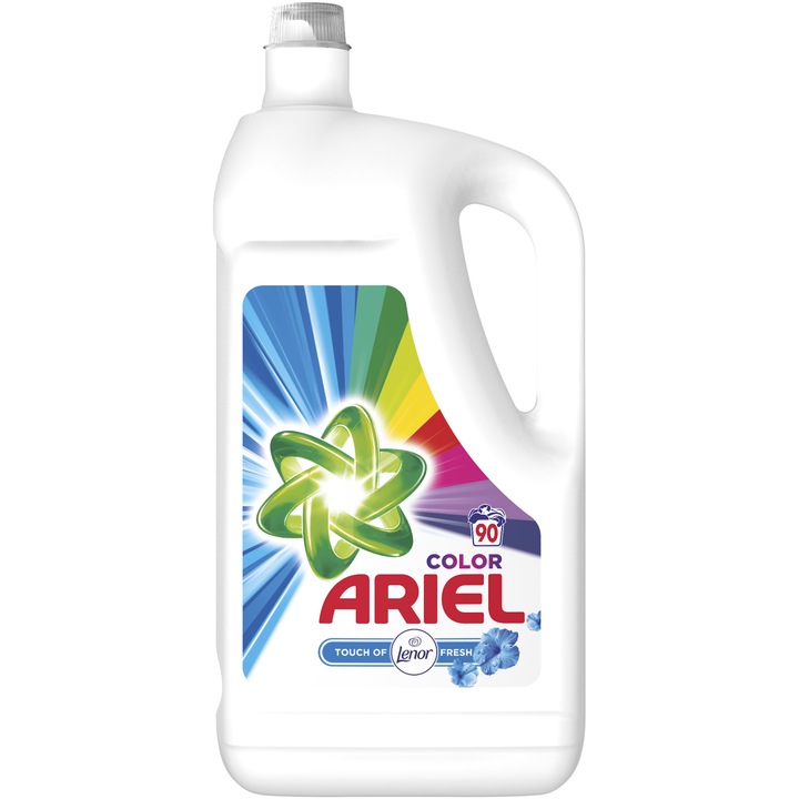 Detergent de rufe lichid Ariel Touch of Lenor Color 4.95 L, 90 spalari