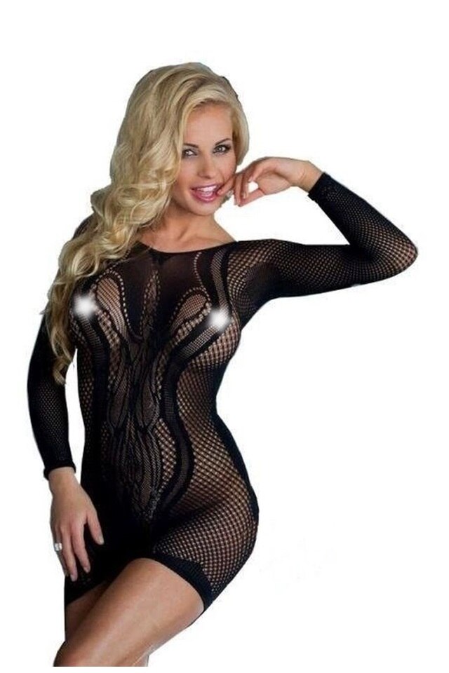 Rochie, Softline Wavy 6011, plasa, negru, S-L