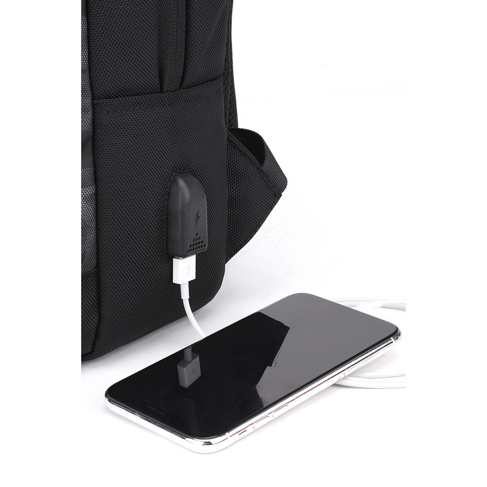 Rucsac laptop 15.6 inch, port USB, rezistent la stropi de apa, sistem fixare pe valiza, ARCTIC HUNTER, B00352BK, Negru