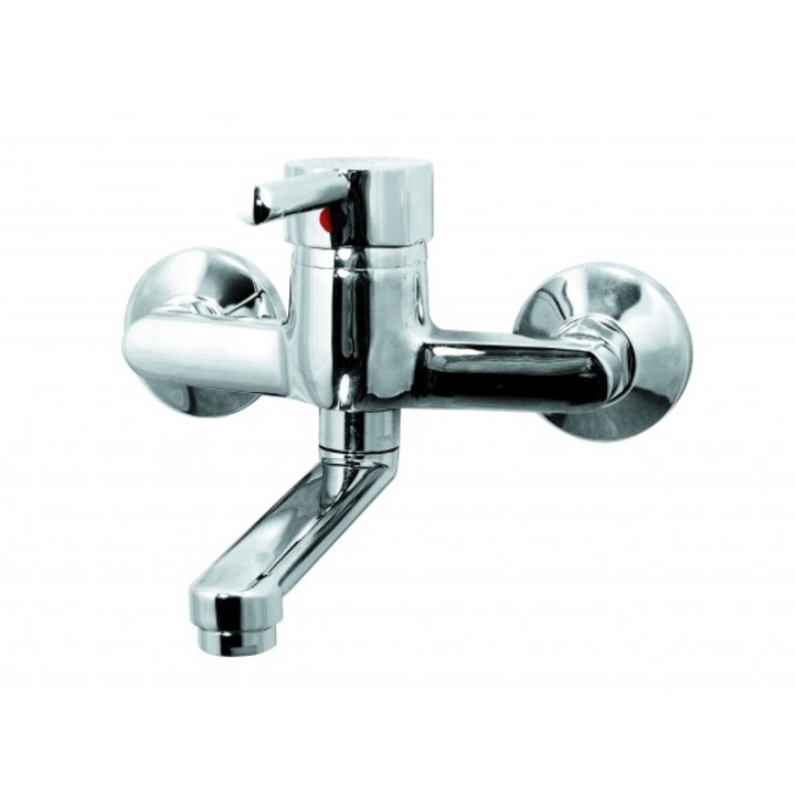 Смесител InterCeramic КРИСТИ, за кухня, за стена, 40мм затварящ механизъм, с една ръкохватка, хром