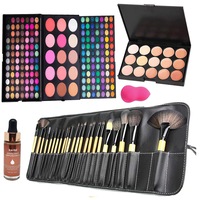 Set trusa machiaj complet Cristiana cu farduri 183 culori, paleta corectoare, beauty blender, iluminator lichid