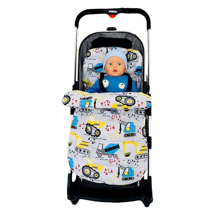 Sac de dormit universal de primavara Kapinkata pentru carucior, baggers, model utilaje