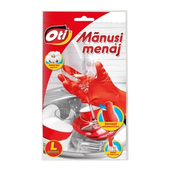 Set 10 Manusi Menaj din Latex OTI, Marimea L, Culoare Rosie, Manusi pentru Menaj, Manusi pentru Curatenie Set 10 Manusi Menaj din Latex OTI, Marimea L, Culoare Rosie, Manusi pentru Menaj, Manusi pentru Curatenie