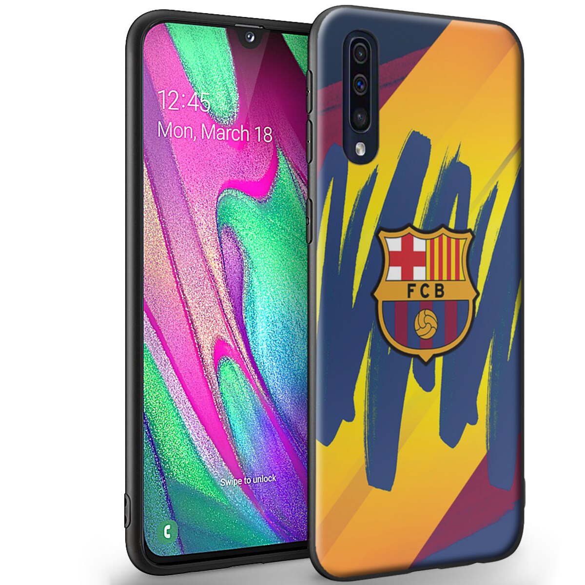 Husa +Floie de sticla Samsung Galaxy A50 - Silicon Matte TPU Barcelona