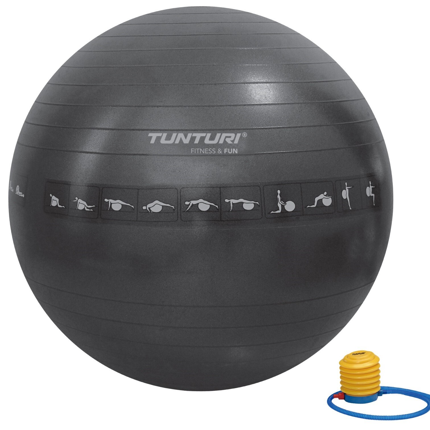 Minge fitness/yoga/pilates Tunturi, 65cm, negru, anti burst