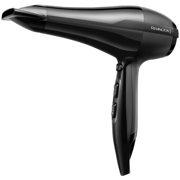 Uscator de par Remington Pro-Air,Flux de aer 130 km/h, Putere de 2300 W,Conditionare ionica, Jet de aer rece,3 trepte de temperatura / 2 trepte de viteza, Difuzor, Concentrator,Design Clasic, Negru