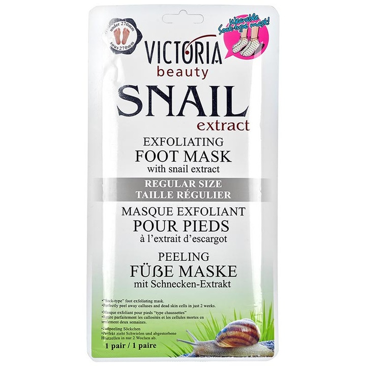 Victoria Beauty hámlasztó lábmaszk, csigakivonattal, 1 pár