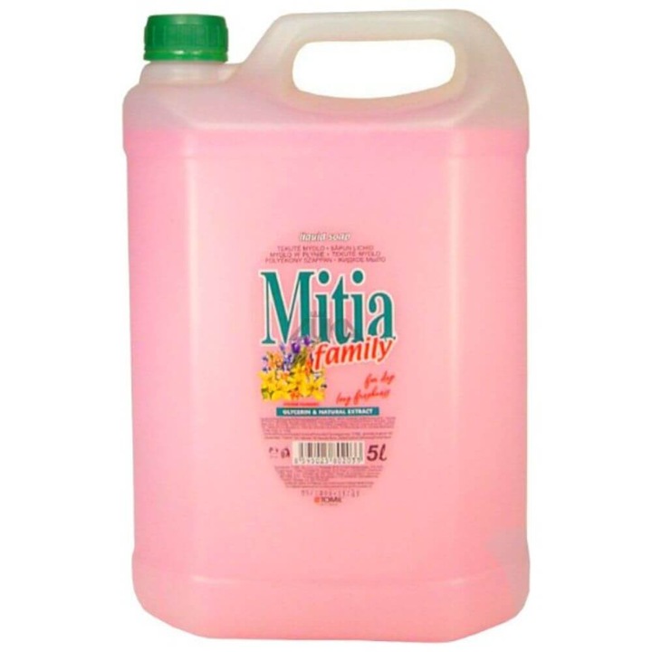 Rezerva Sapun Lichid Mitia Family aroma Spring Flowers, bidon 5 litri