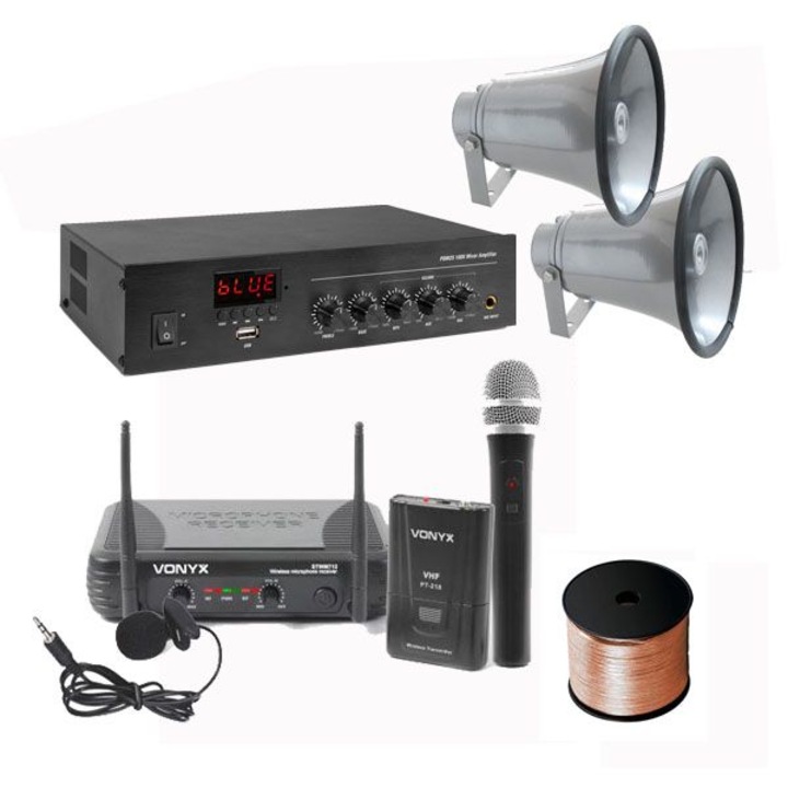 Sistem Sonorizare P.Dinamycs Biserica 12 Exterior, Lavaliera, Wireless 45W