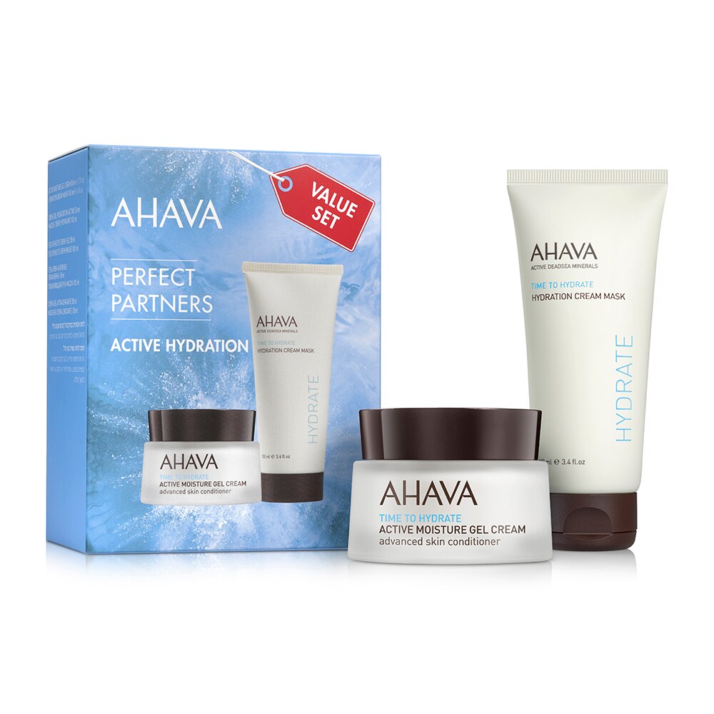 Set cadou Ahava Perfect Partners Active Hydration: Masca hidratanta, 100 ml si Gel hidratant, 50 ml