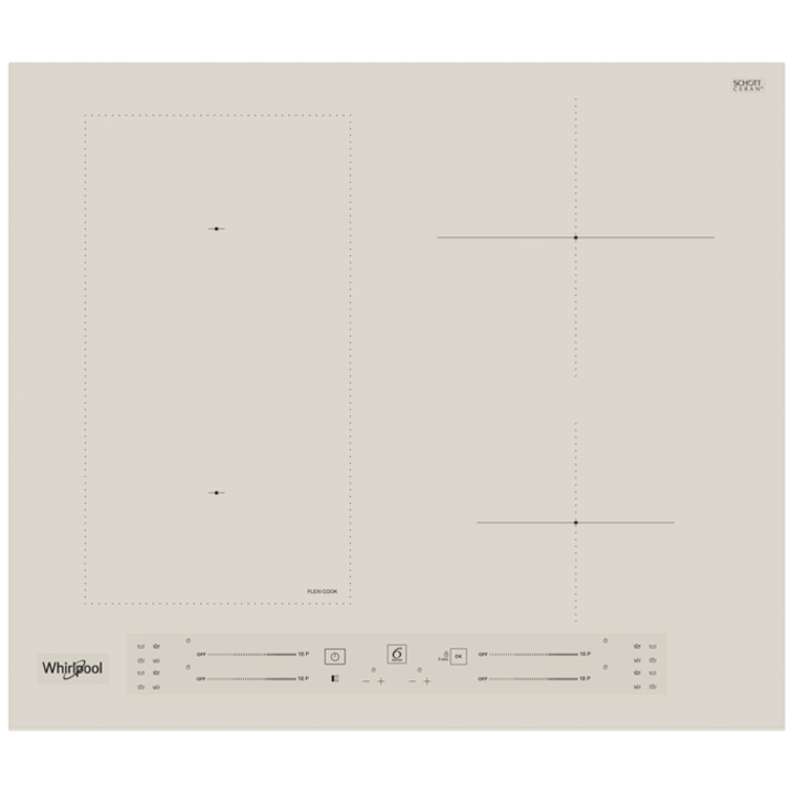Whirlpool WL S2760 BF/S Електрически котлон за вграждане, Сензор (тъч бутон), 4 зони за готвене, 6. Sense технология, 59 см, Бледожълт
