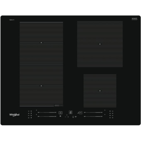 Plita incorporabila Whirlpool WFS2765NEIXL, Inductie, 4 zone de gatit, 6th Sense, iXelium, FlexiSide, WiFi, 60 cm, Sticla neagra