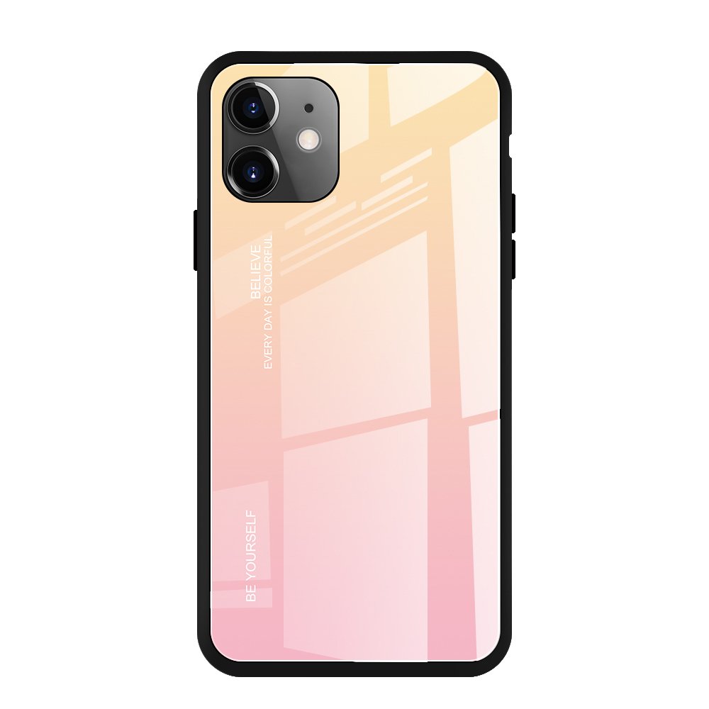 Husa De Protectie Gradient Glass Pentru Iphone 11 , Galben/Roz