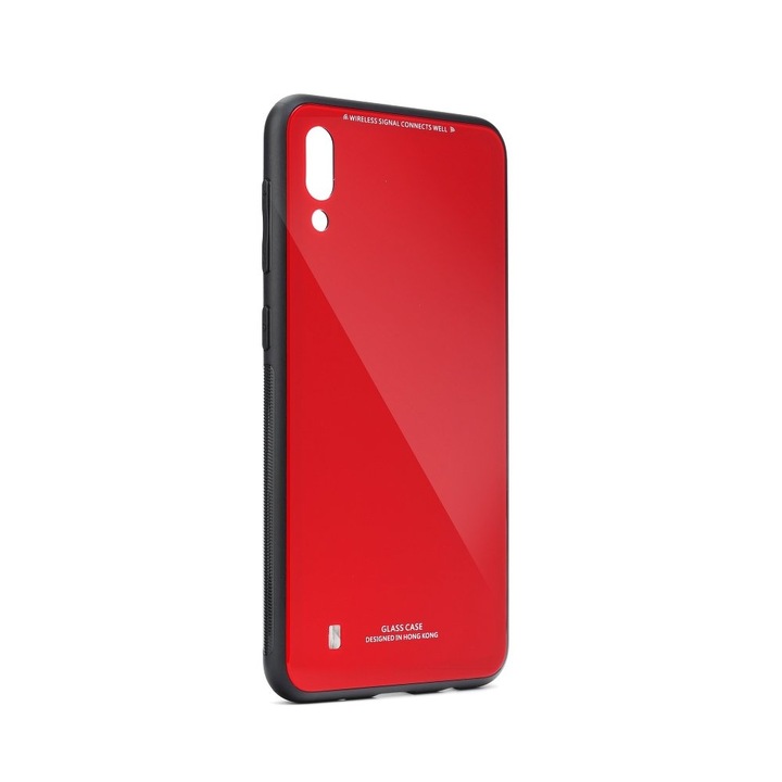 Xiaomi Redmi 8A Glass Case műanyag telefontok edzett üveg hátlappal, Piros