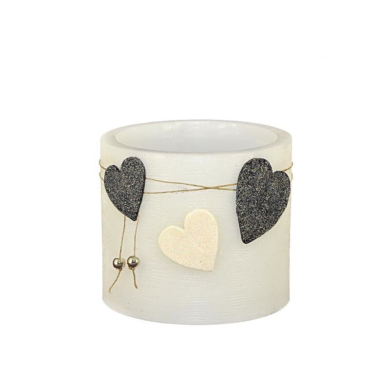 Suport mare de lumanare tip pastila , alb/gri , Adpal