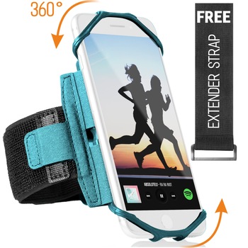 Husa banderola telefon pentru brat/mana pentru alergat, sala, plimbari, yoga, cu rotire 360°, armband suport telefon jogging, turcoaz Husa banderola telefon pentru brat/mana pentru alergat, sala, plimbari, yoga, cu rotire 360°, armband suport telefon jogging, turcoaz