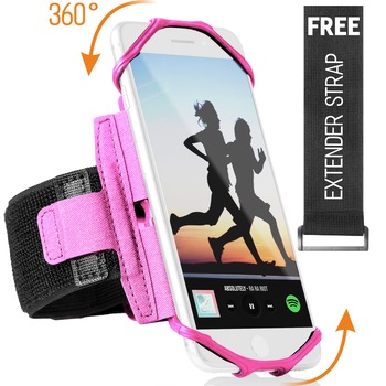 Husa banderola telefon pentru brat/mana pentru alergat, yoga, fitness, sala, Universala, cu 360° rotire, Armband suport pentru brat smartphone jogging, Ideas4Comfort, Roz Husa banderola telefon pentru brat/mana pentru alergat, yoga, fitness, sala, Universala, cu 360° rotire, Armband suport pentru brat smartphone jogging, Ideas4Comfort, Roz