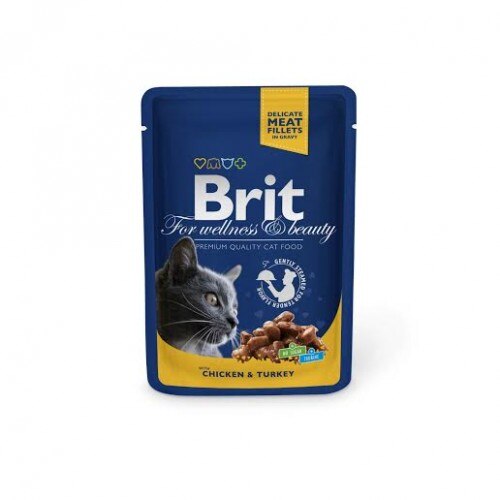 Hrana umeda pentru pisici, Brit Premium ,Pui si Curcan , 6 x 100 g