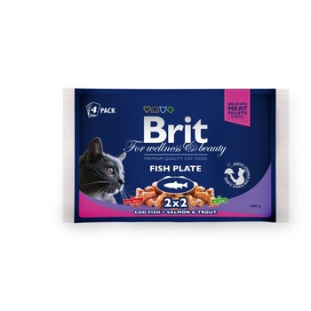 Hrana umeda pentru pisici Brit Premium Cat Multipack felii de peste , 4 x 100 g Hrana umeda pentru pisici Brit Premium Cat Multipack felii de peste , 4 x 100 g