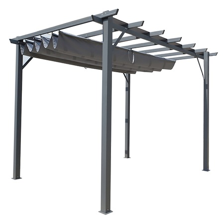 Copertina Pergola Corola 2, Retractabila, Hobby Metal, Aluminiu/Poliester, Gri antracit/Gri deschis, 400x300x230 cm