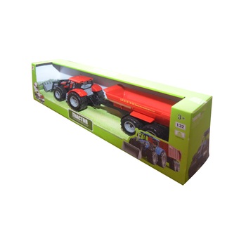 Tractor ferma rosu cu remorca basculabila Tractor ferma rosu cu remorca basculabila