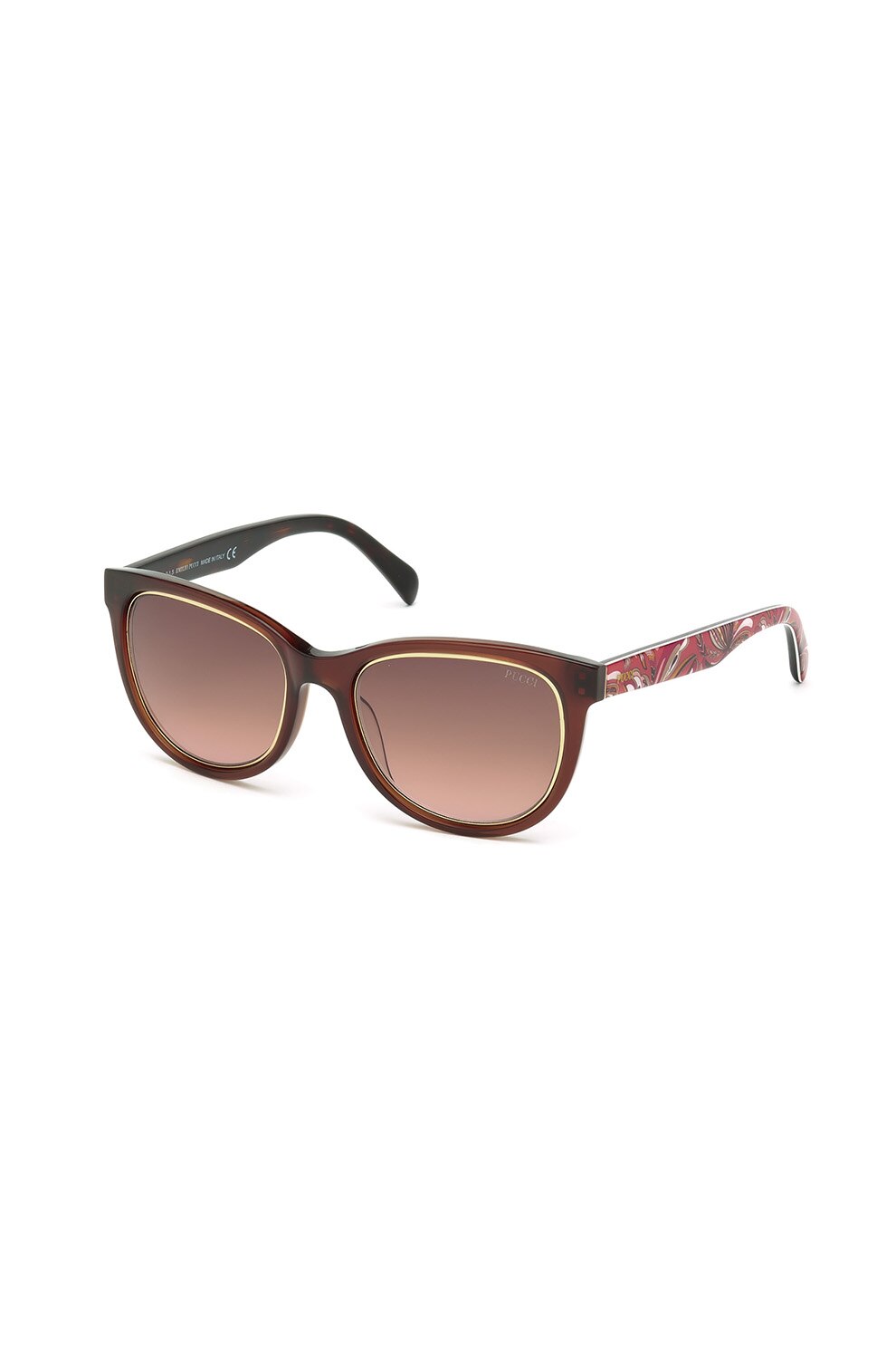 Emilio Pucci, Ochelari de soare ovali cu lentile in degrade, Rosu Bordeaux/Roz/Alb, 53-19-140 Standard