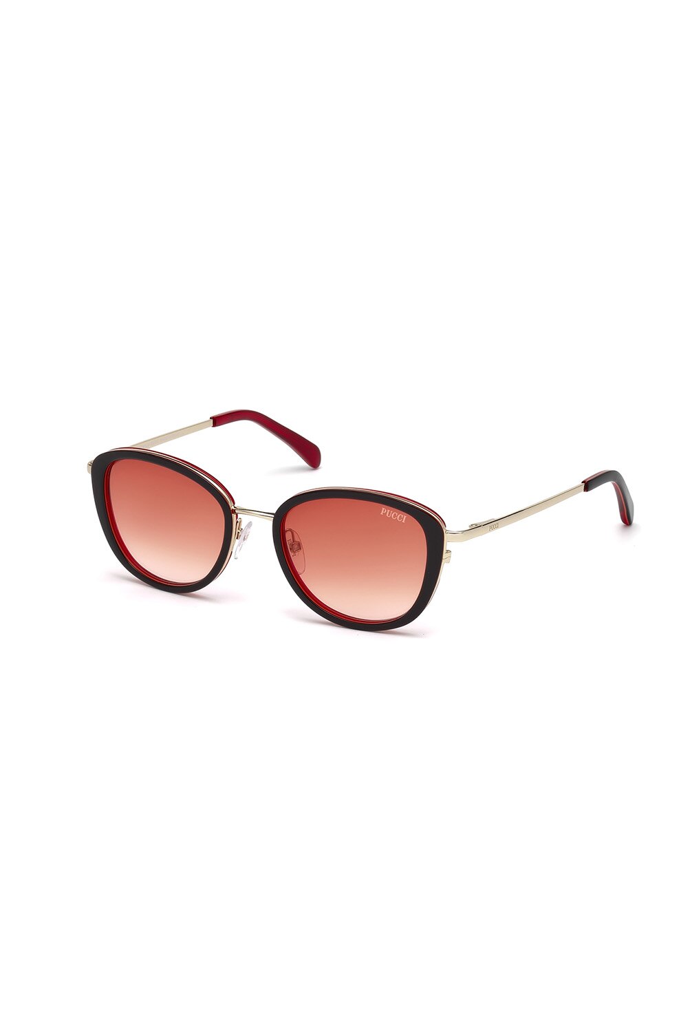 Emilio Pucci, Ochelari de soare ovali cu lentile in degrade, negru, rosu Bordeaux, 52-19-135 Standard