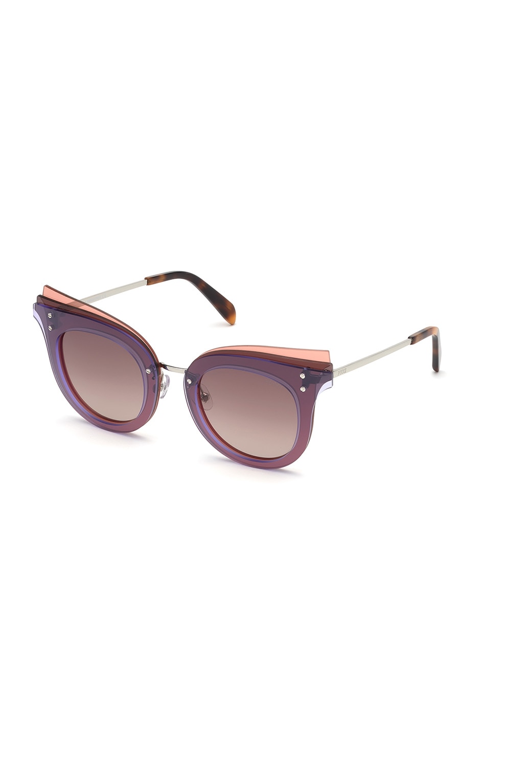 Emilio Pucci, Ochelari de soare cat-eye rotunzi, Albastru/oranj/rosu inchis, 66-15-140 Standard