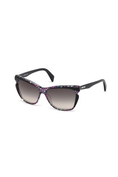 JUST CAVALLI, Ochelari de soare butterfly cu detalii animal print, Negru/Roz/Crem, 57-13-140 Standard JUST CAVALLI, Ochelari de soare butterfly cu detalii animal print, Negru/Roz/Crem, 57-13-140 Standard
