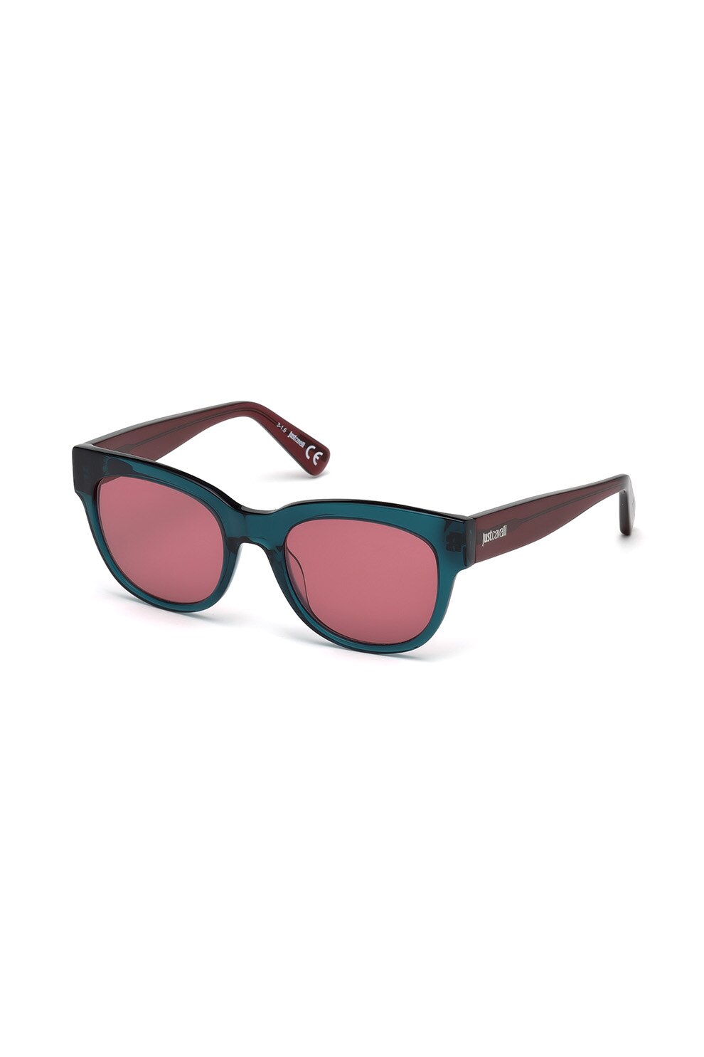 JUST CAVALLI, Ochelari de soare cu model colorblock, Albastru ptrol/Bordeaux, 52-20-140 Standard