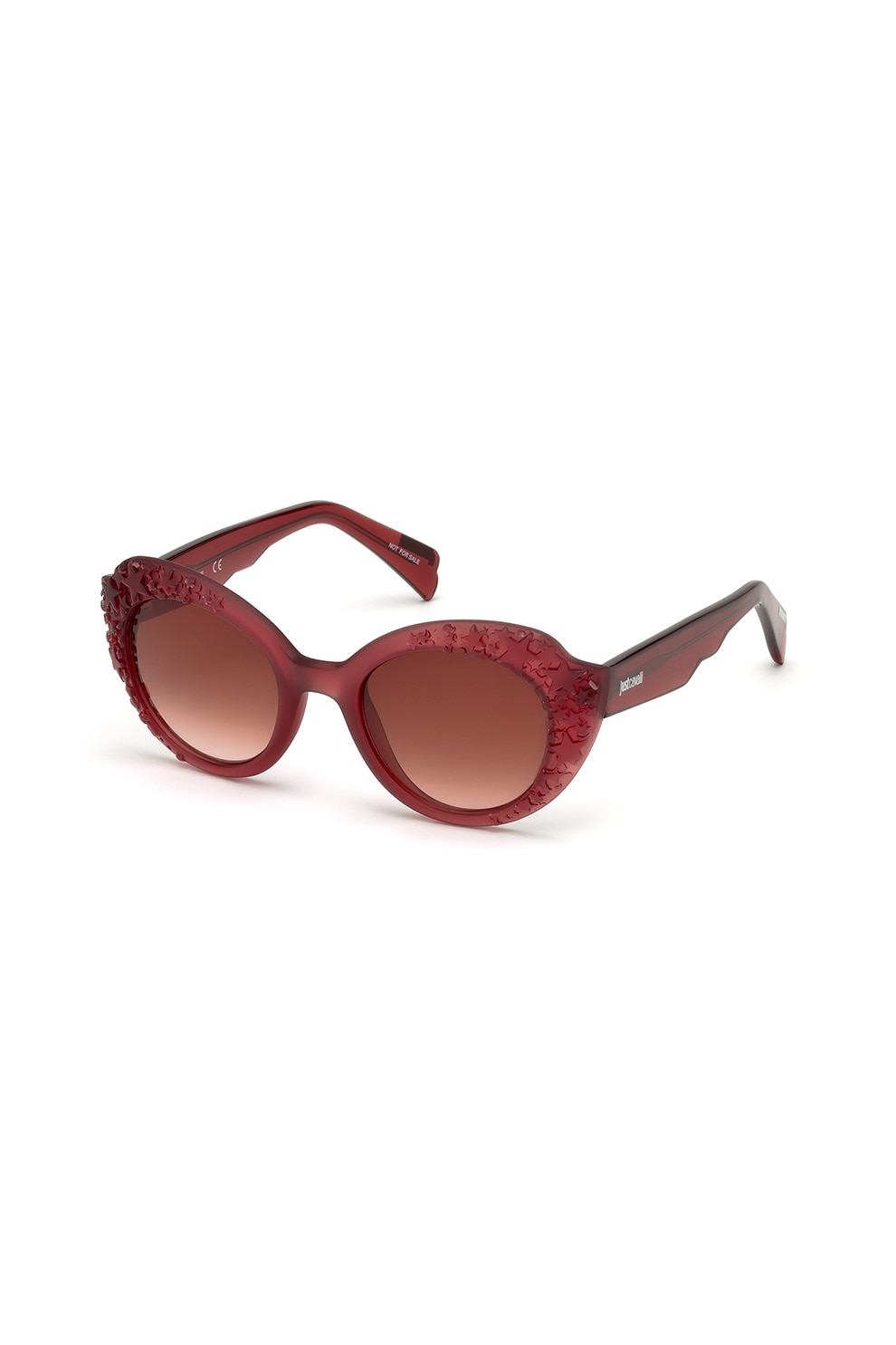 JUST CAVALLI, Ochelari de soare butterfly cu stele in relief, Rosu inchis, 50-22-140 Standard