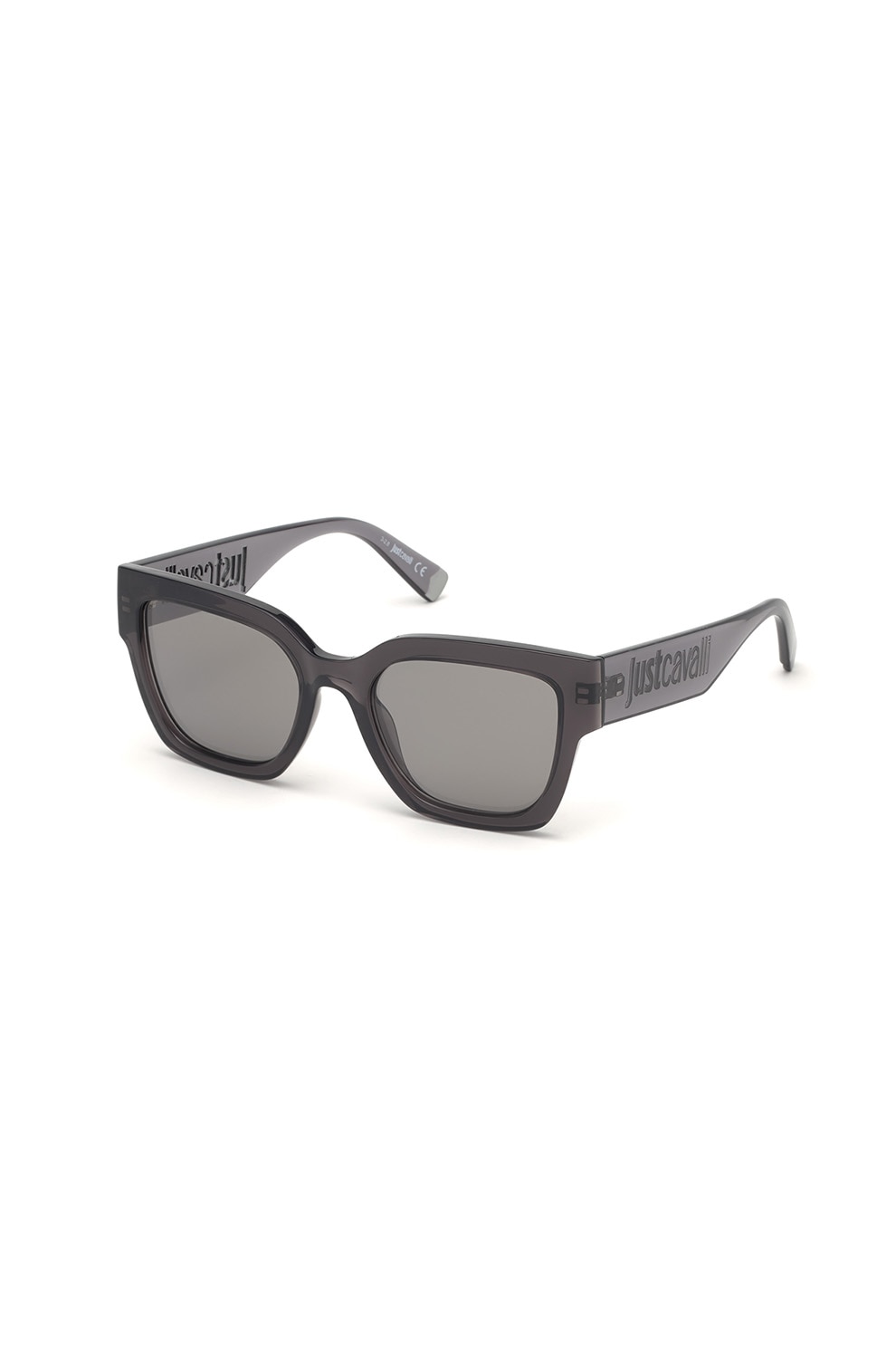 JUST CAVALLI, Ochelari de soare patrati cu logo supradimensionat, Gri antracit, 52-19-140 Standard
