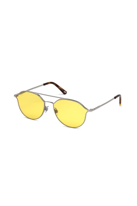 Web, Унисекс слънчеви очила стил Aviator, Сребрист / Кафяв, 59-16-145 Standard