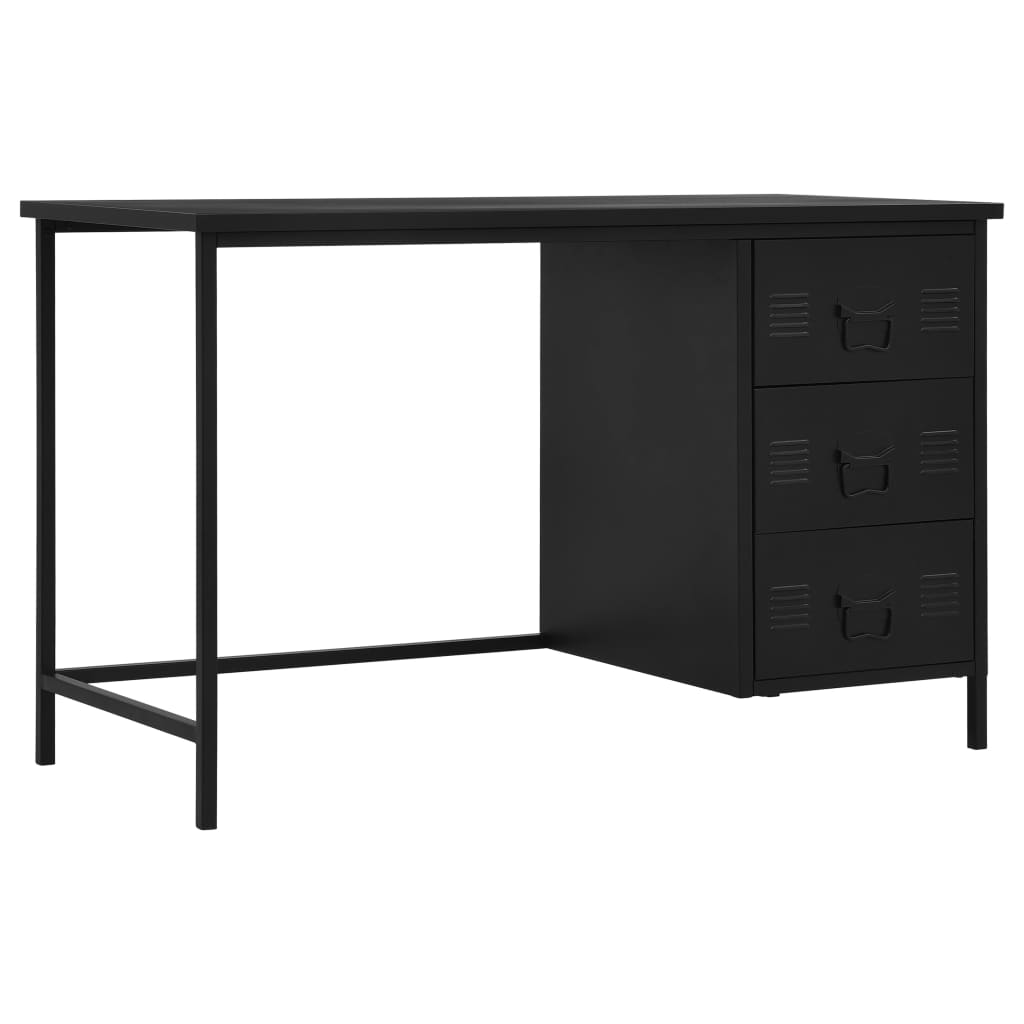 Birou cu sertare, vidaXL, Otel, 120 x 55 x 75 cm, Negru