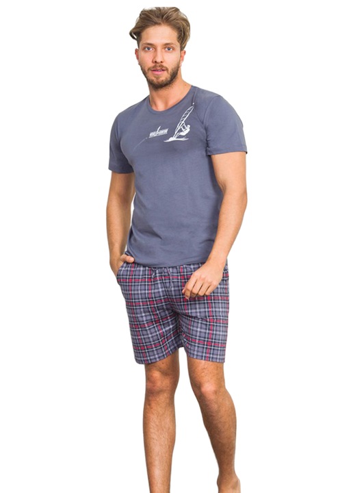 Pijama barbati Gazzaz by Vienetta, model Surf Time , gri inchis