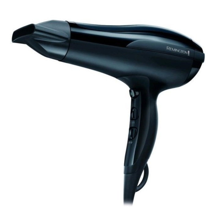 Сешоар 2200 W Remington Pro-Air 2200, Въздушен поток 80 км/ч за бързо изсушаване, Подвижна решетка лесна за почистване, Устройство за окачване, Концентратор, 3 температурни нива, Черен