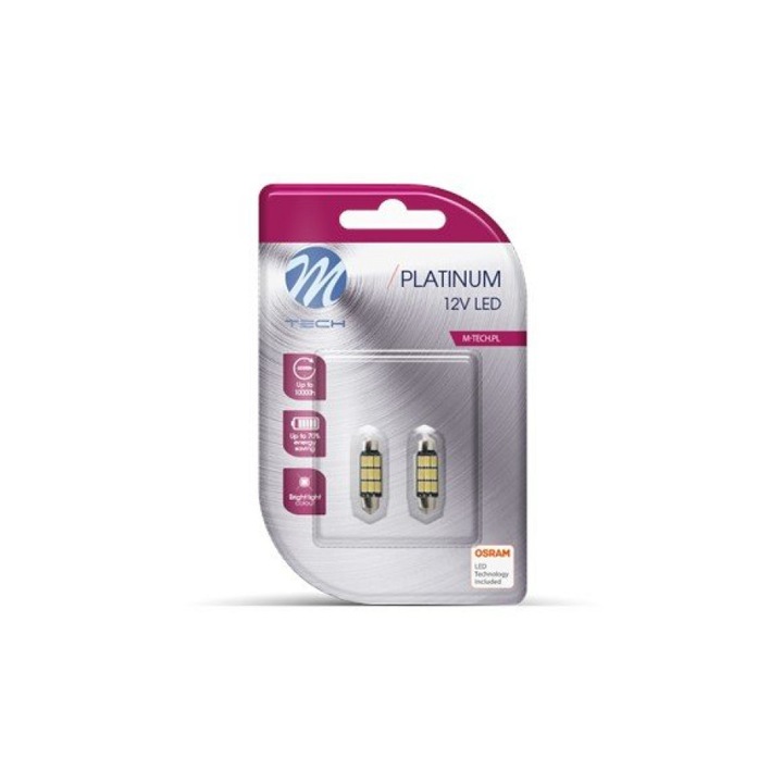 Комплект Led Крушки C5W 36Mm 9Xsmd5630 12V Canbus M-Tech 616972, Бял