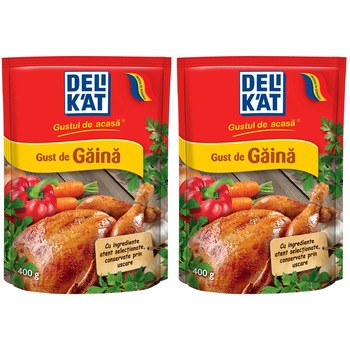 Pachet promo 2x Baza de mancare Delikat, Gust de gaina, 400g Pachet promo 2x Baza de mancare Delikat, Gust de gaina, 400g