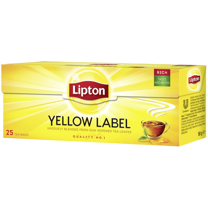 Ceai Lipton Yellow Label Clasic, 25 pliculete, 50 g