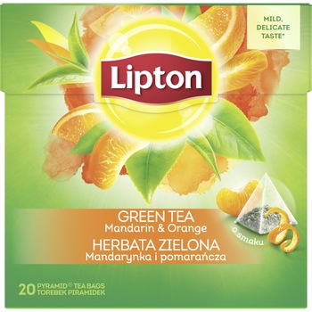 Ceai verde Lipton, Citrice, 20 pliculete, 36 g Ceai verde Lipton, Citrice, 20 pliculete, 36 g