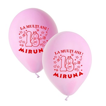 Baloane personalizate, La Multi Ani 18 Ani, set 30 bucati, culoare roz Baloane personalizate, La Multi Ani 18 Ani, set 30 bucati, culoare roz