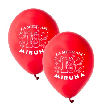 Baloane personalizate, La Multi Ani 18 Ani, set 30 bucati, culoare rosie Baloane personalizate, La Multi Ani 18 Ani, set 30 bucati, culoare rosie