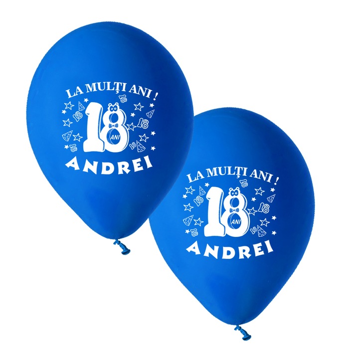 Baloane personalizate, La Multi Ani 18 Ani, set 30 bucati, culoare albastra