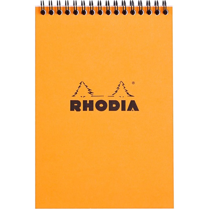 Бележник Rhodia Classic, A5, Спирала, 80 листа, Математика, Оранжев