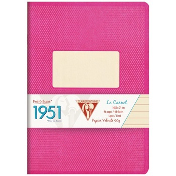 Caiet A5, capsat , 96 file, Clairefontaine, dictando, roz Caiet A5, capsat , 96 file, Clairefontaine, dictando, roz